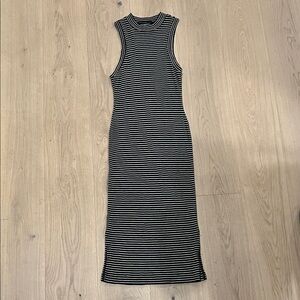 Madewell Midi Mock neck Striped Ribbed Dress